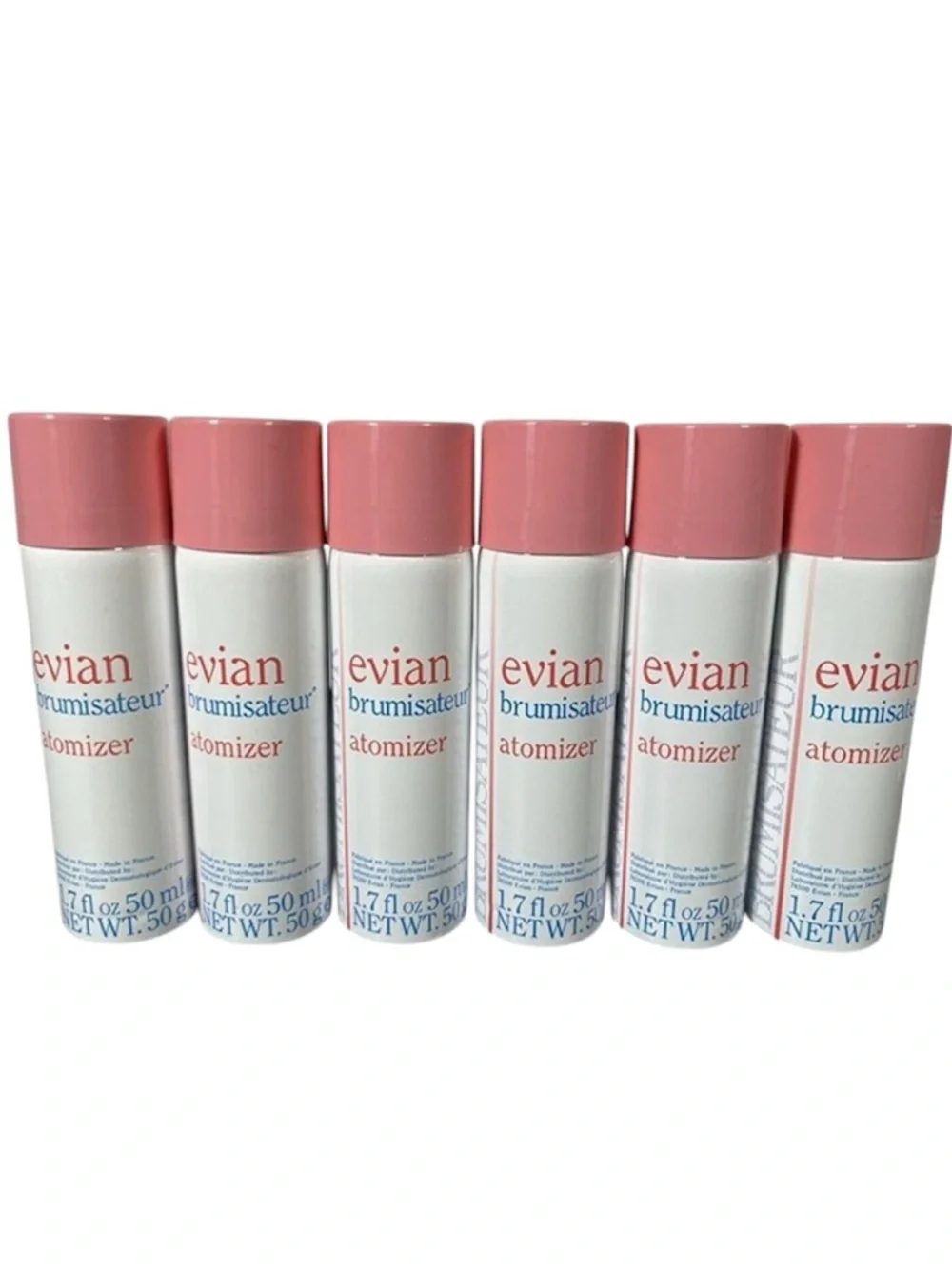 RARE VINTAGE 1980s Evian Brumisateur Atomizer Spray White Pink NEW 6 Pc Set